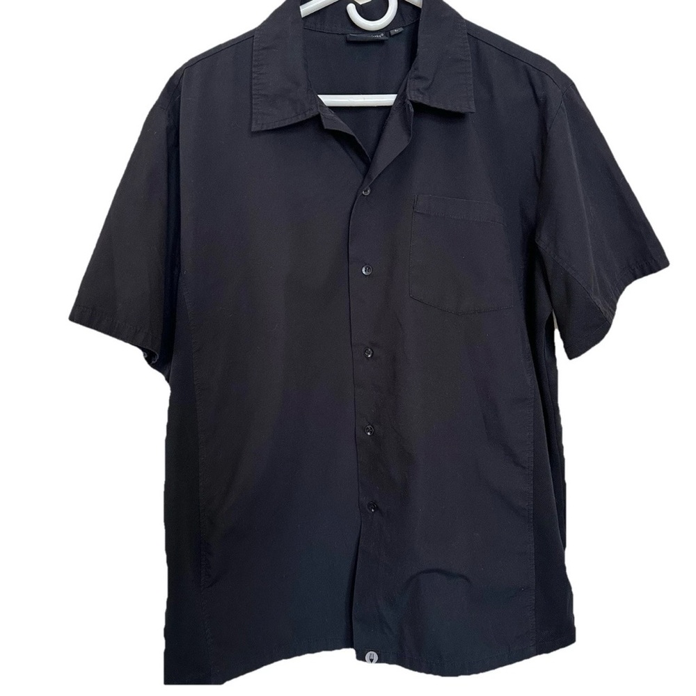 ChefWorks Black Button Down Short Sleeve Shirt-L-Chef Cook Workwear Gorpcore